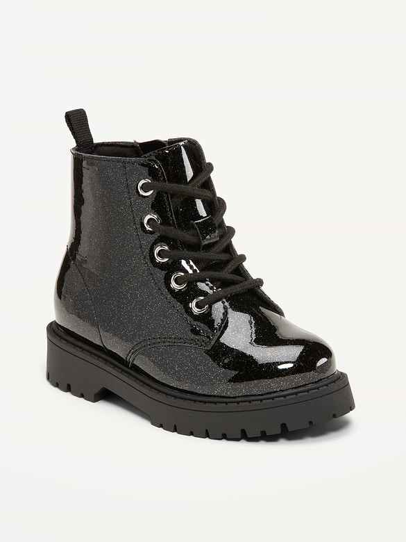 Glitter Side-Zip Combat Boots for Toddler Girls