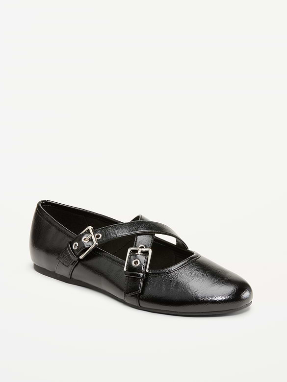 Buckle-Strap Mary Jane Ballet Flats for Women