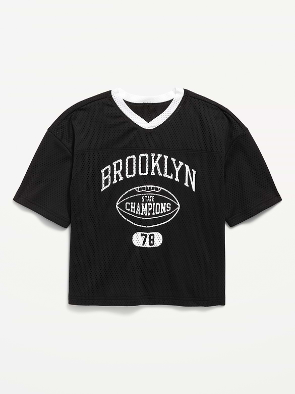 Oversized Mesh Graphic Football T-Shirt for Boys