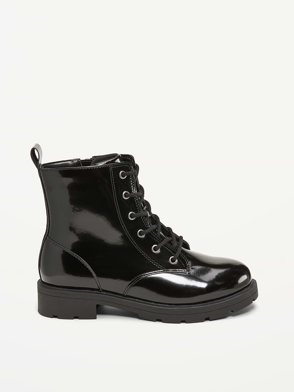 Faux-Leather Lace-Up Combat Boots for Girls