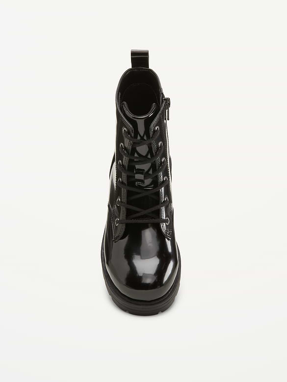 Faux-Leather Lace-Up Combat Boots for Girls