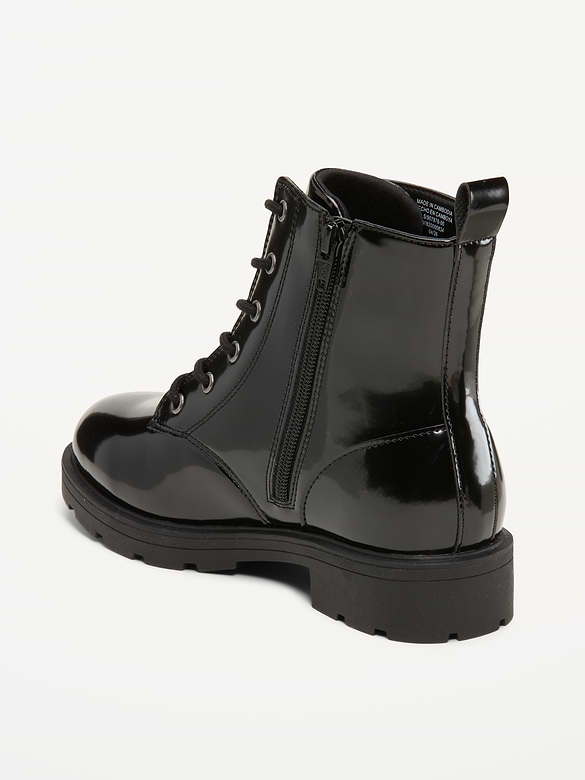 Faux-Leather Lace-Up Combat Boots for Girls