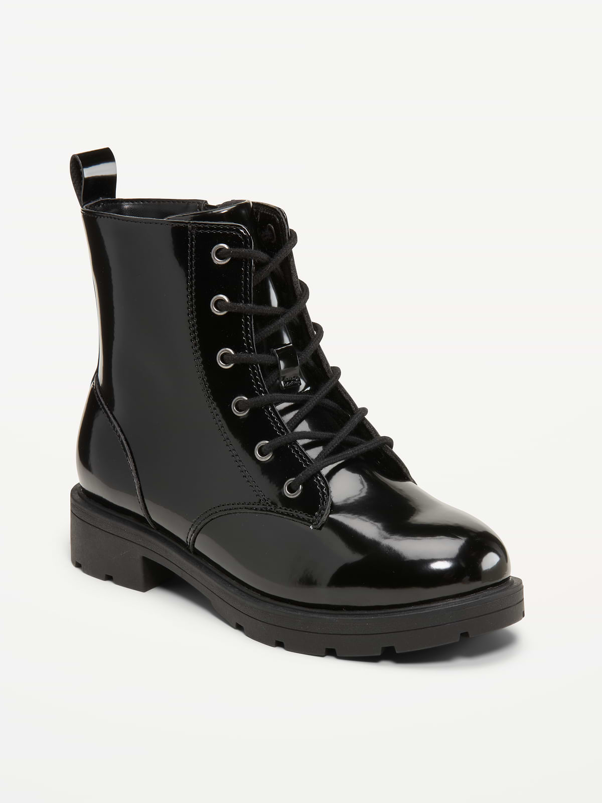 Faux-Leather Lace-Up Combat Boots for Girls