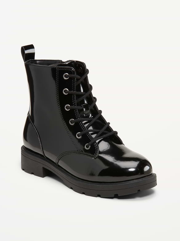 Faux-Leather Lace-Up Combat Boots for Girls