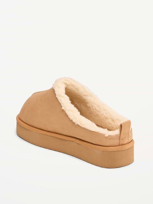 Faux-Suede Platform Mule Slippers for Girls