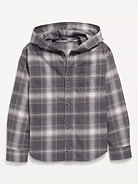 Image number 1 showing, Long-Sleeve Plaid Flannel Hooded Shirt for Boys
