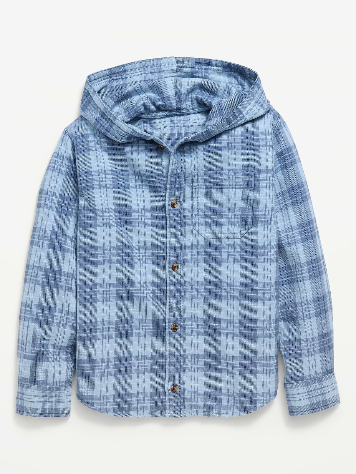 Image number 1 showing, Long-Sleeve Plaid Flannel Hooded Shirt for Boys