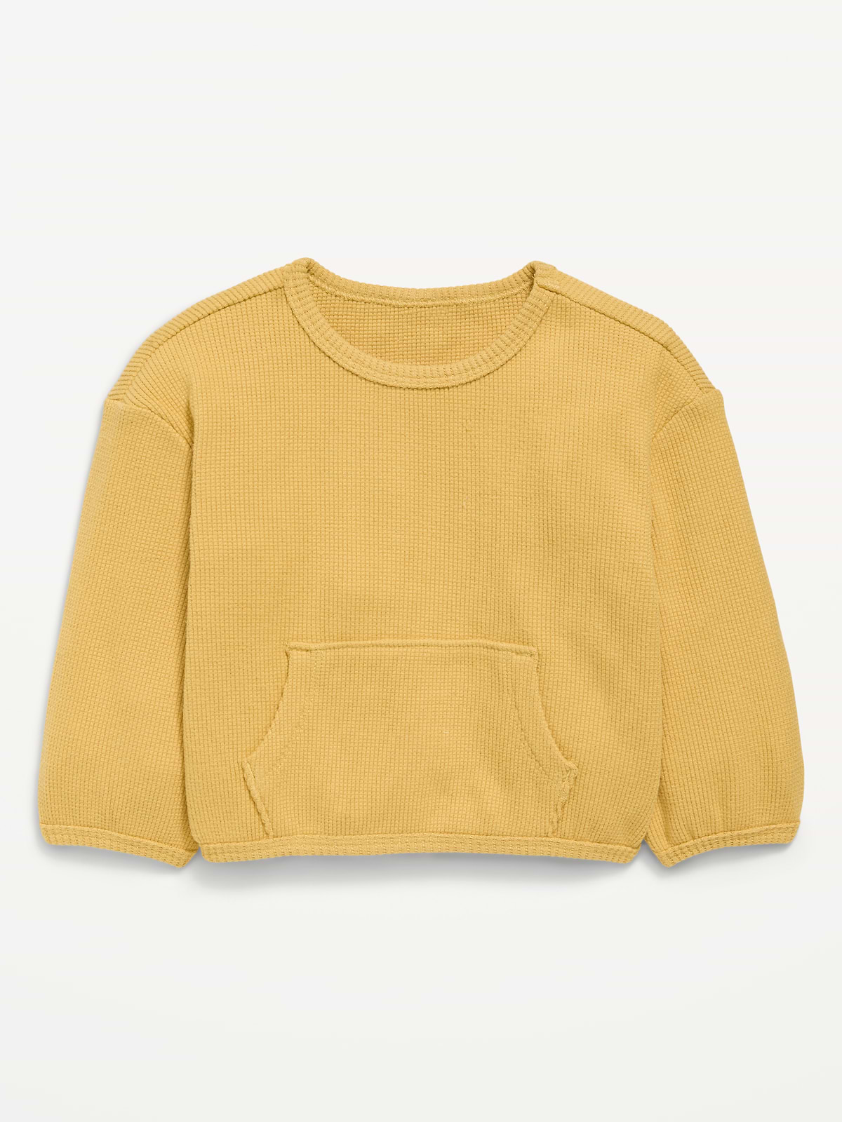 Long-Sleeve Waffle-Knit Pocket Sweatshirt for Baby