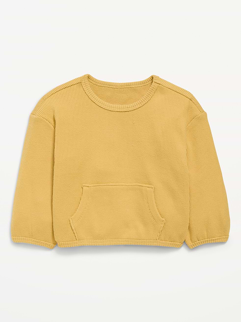 Long Long-Sleeve Waffle-Knit Pocket Sweatshirt for Baby on clearance at Old Navy — 50% off
