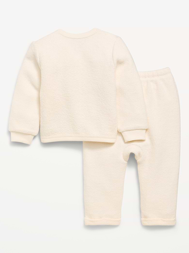 Image number 2 showing, Long-Sleeve Button Front Fleece Top and Pants Set for Baby