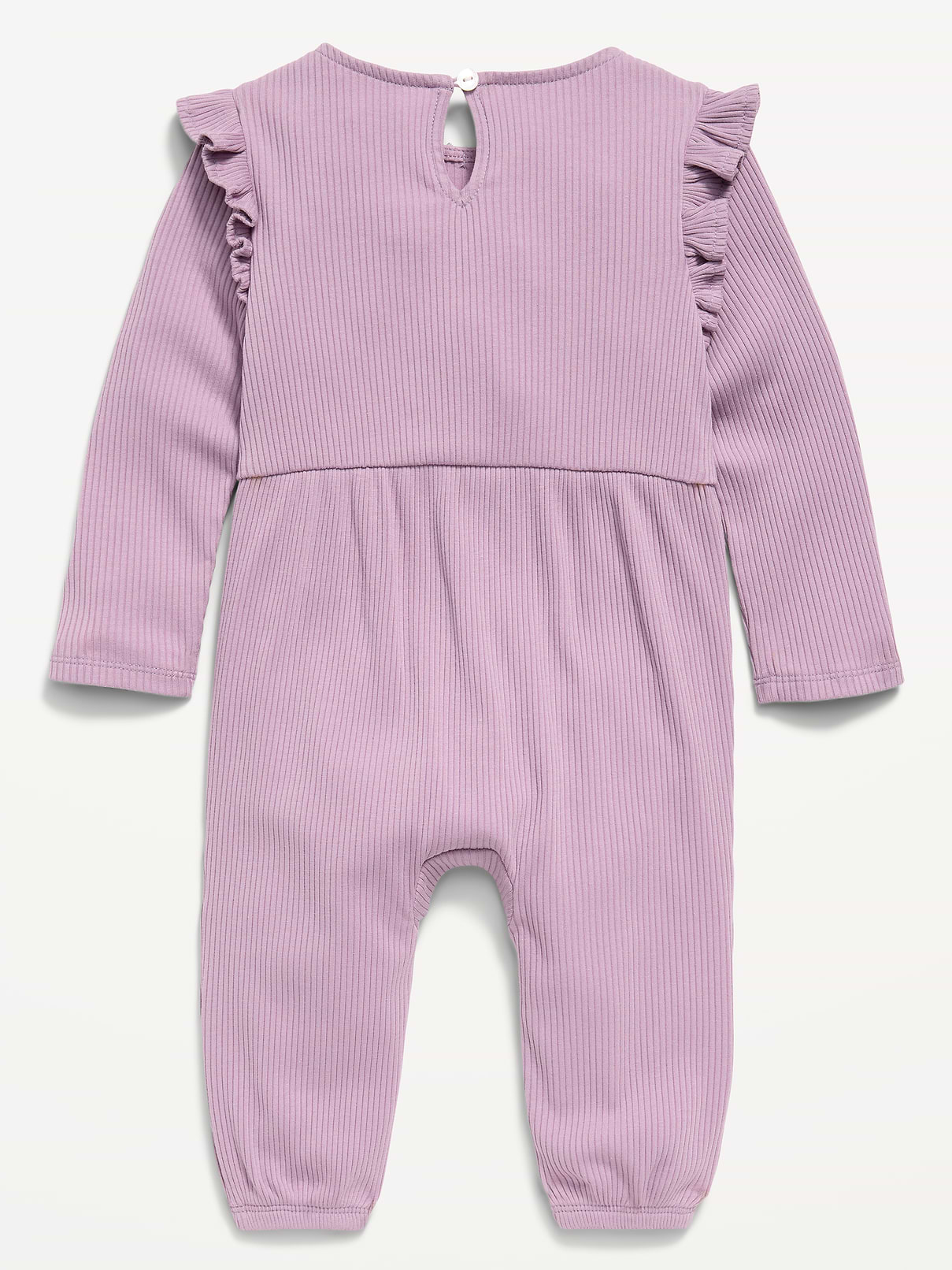 Image number 2 showing, Long-Sleeve Ribbed Ruffle-Trim Jumpsuit for Baby
