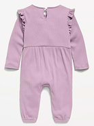 Image number 2 showing, Long-Sleeve Ribbed Ruffle-Trim Jumpsuit for Baby