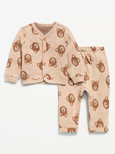 Image number 1 showing, Printed Long-Sleeve Button-Front Top and Pants Set for Baby