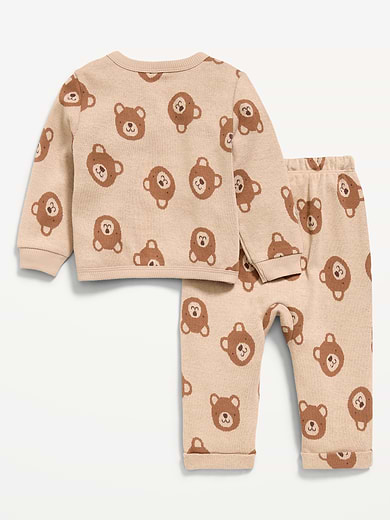 Image number 2 showing, Printed Long-Sleeve Button-Front Top and Pants Set for Baby