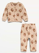 Image number 4 showing, Printed Long-Sleeve Button-Front Top and Pants Set for Baby