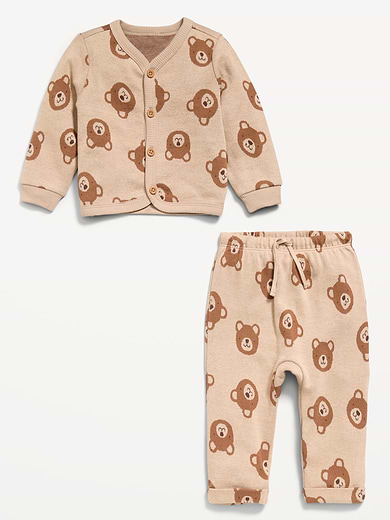 Image number 4 showing, Printed Long-Sleeve Button-Front Top and Pants Set for Baby