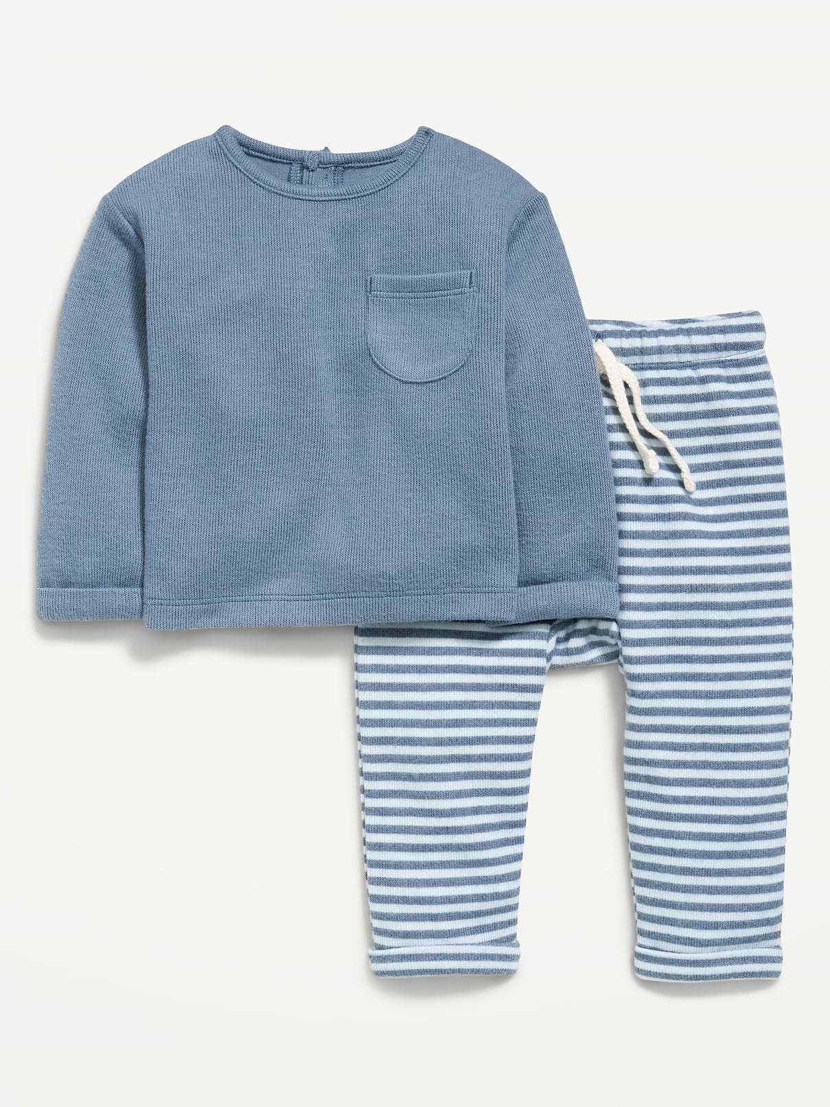 Image number 1 showing, Long-Sleeve Ribbed Pocket T-Shirt and Pants Set for Baby
