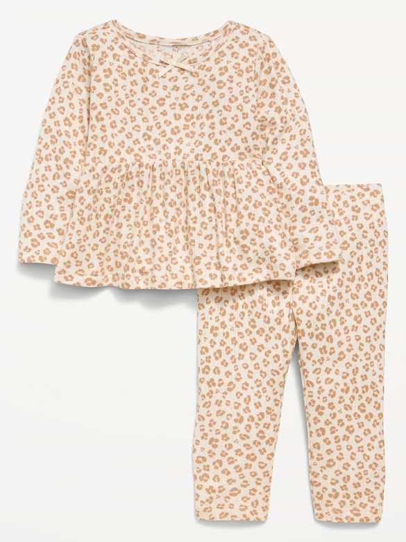 Long-Sleeve Pointelle-Knit Top and Pants Set for Baby