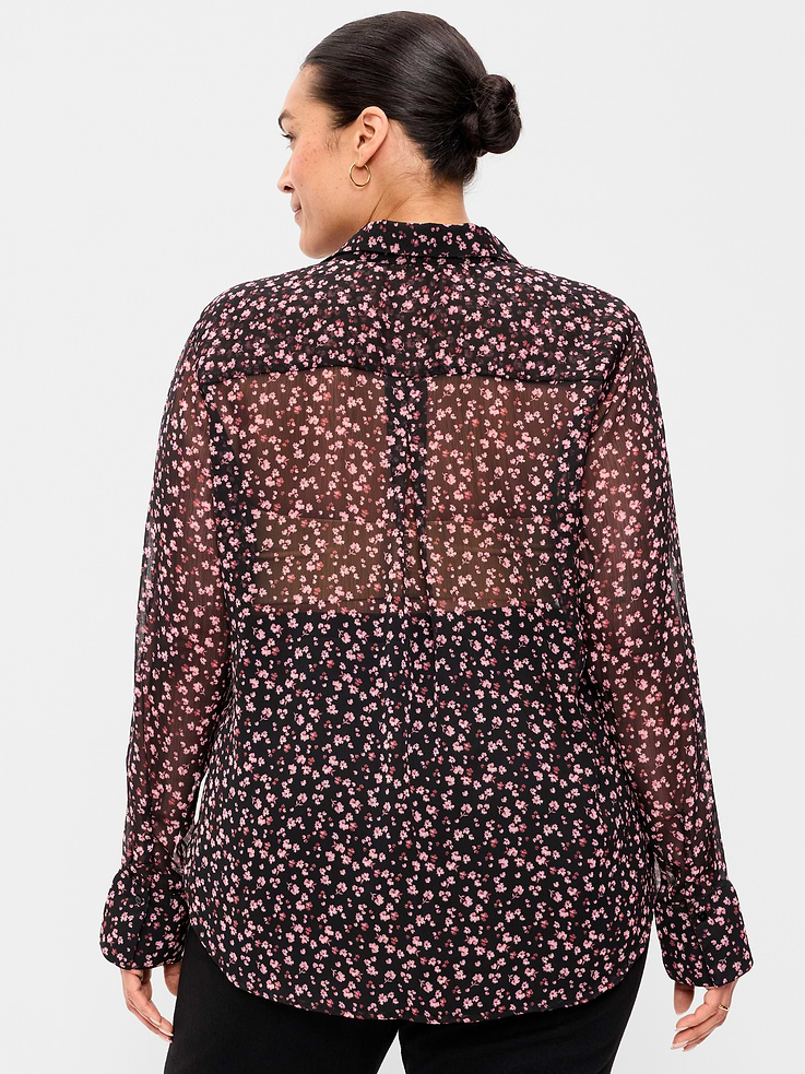 Image number 8 showing, Sheer Chiffon Button-Down Shirt