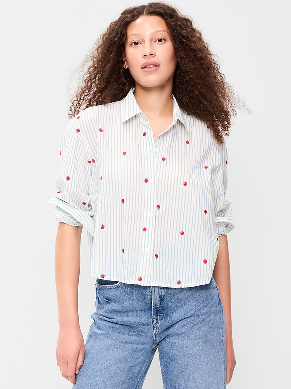 Cropped Button-Down Shirt