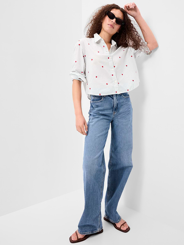 Cropped Button-Down Shirt