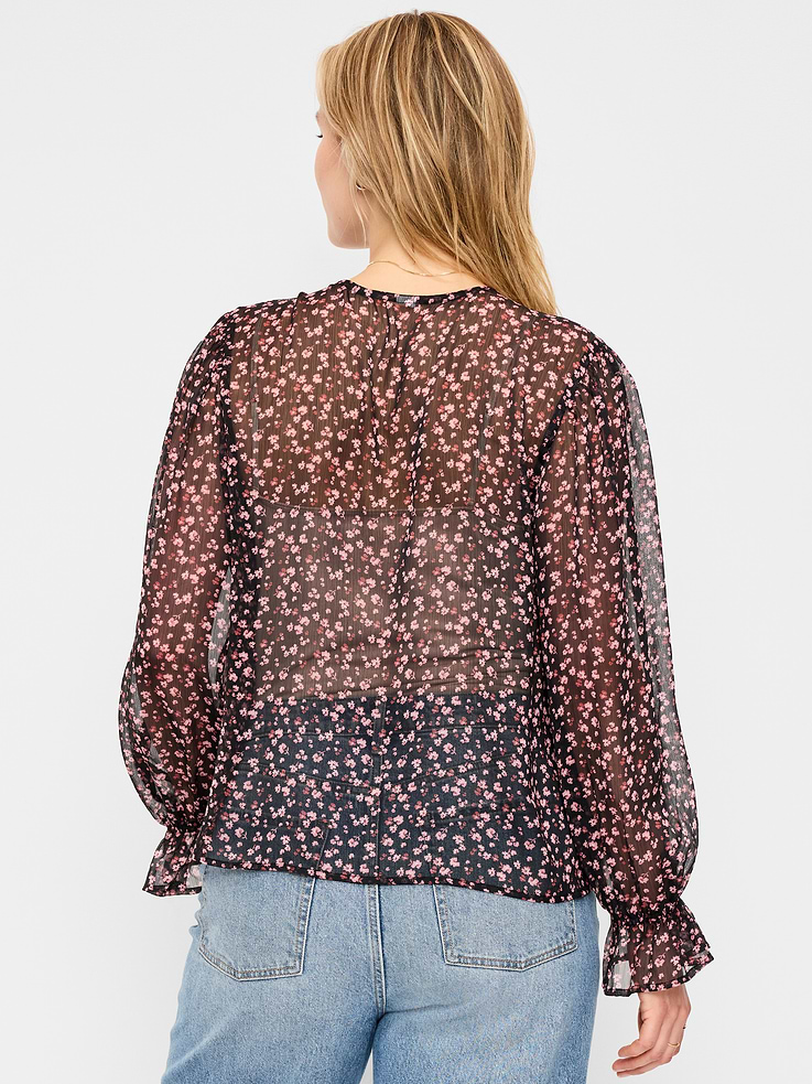 Image number 6 showing, Chiffon Semi-Sheer Tie-Front Top