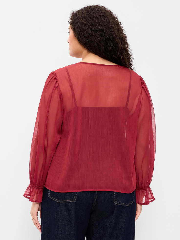 Image number 8 showing, Long-Sleeve Chiffon Tie-Front Top