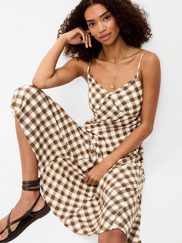 Fit & Flare Tie-Back Asymmetrical Midi Dress