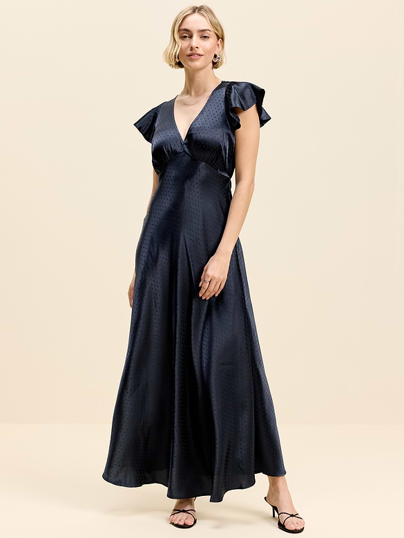 The Occasion by Old Navy Satin Flutter-Sleeve Maxi Dress