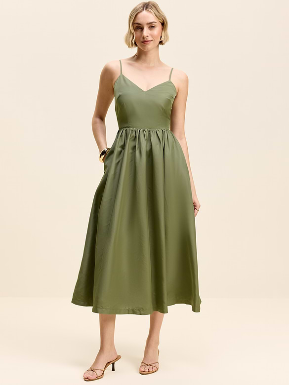 The Occasion by Old Navy Fit & Flare Sleeveless Taffeta Midi Dress