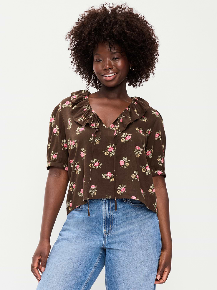 Image number 5 showing, Ruffle Collar Tie-Front Top
