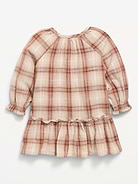 Image number 2 showing, Long-Sleeve Plaid Ruffled Swing Dress for Baby