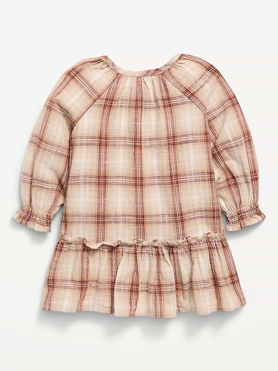 Image number 2 showing, Long-Sleeve Plaid Ruffled Swing Dress for Baby