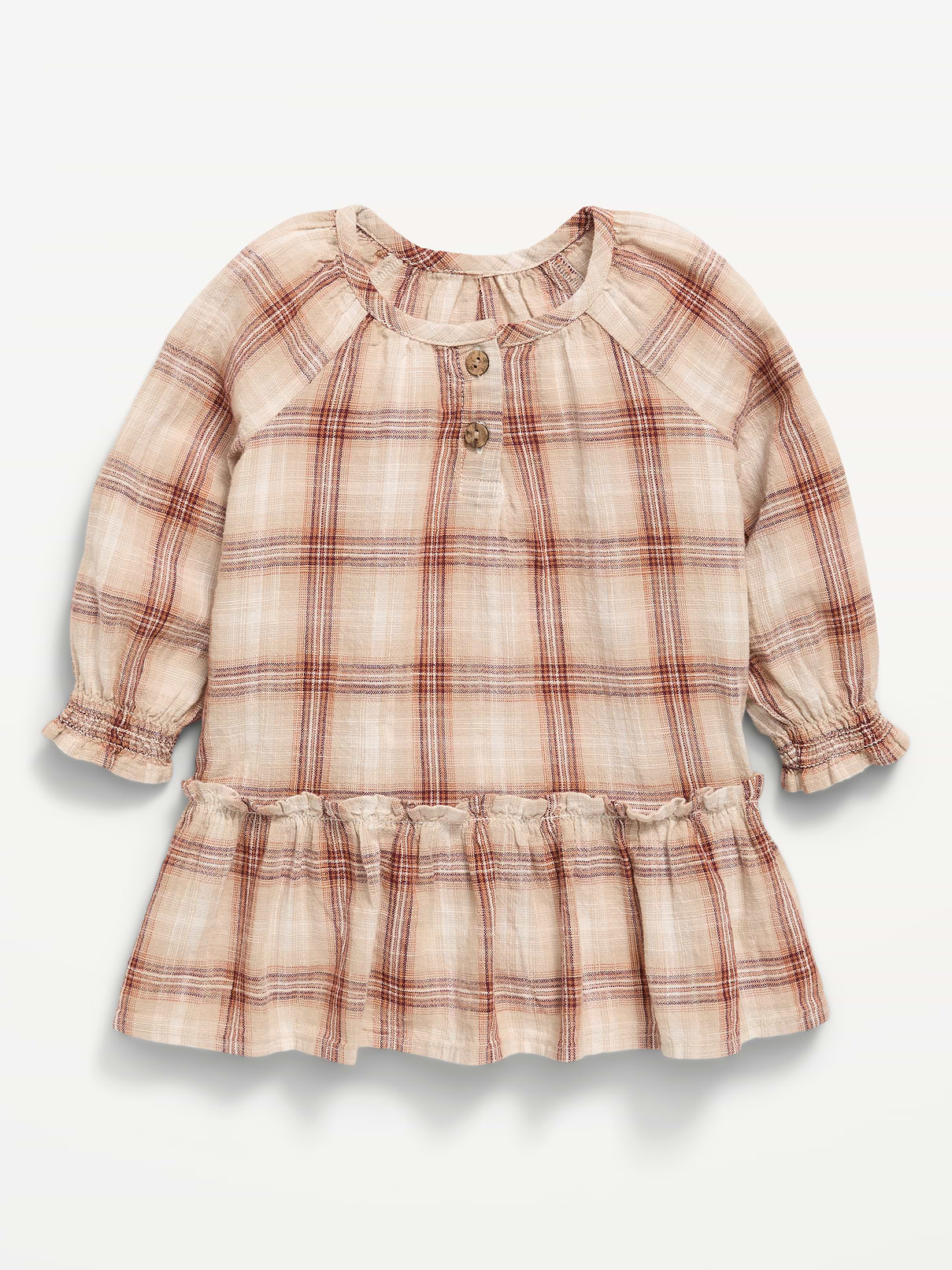 Image number 1 showing, Long-Sleeve Plaid Ruffled Swing Dress for Baby