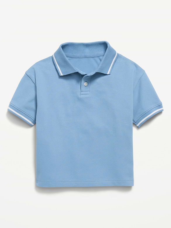 Oversized Short-Sleeve Pique Polo Shirt for Toddler Boys