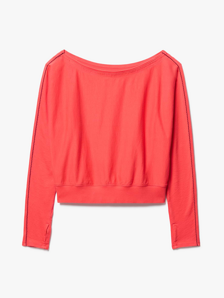 Image number 8 showing, Airy Cotton Terry Boatneck Picot Sweatshirt