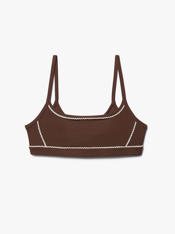 Square Neck Picot Sports Bra A-C