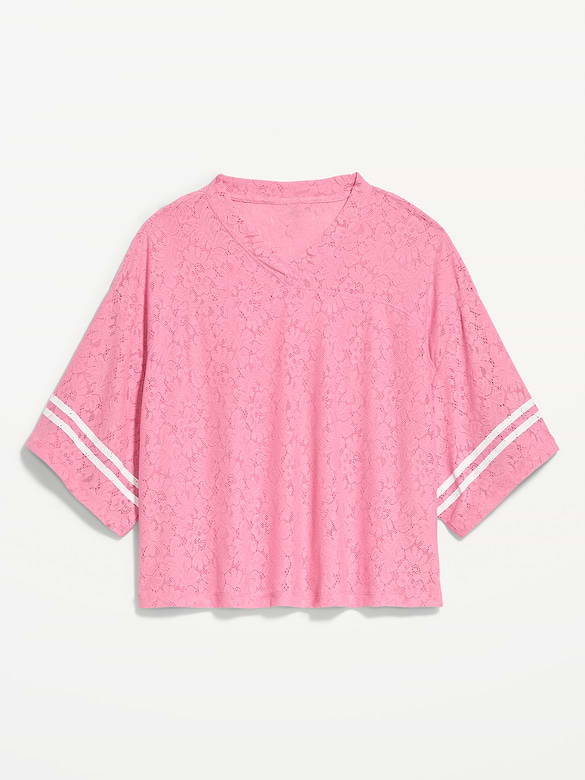 Oversized Cropped Football T-Shirt