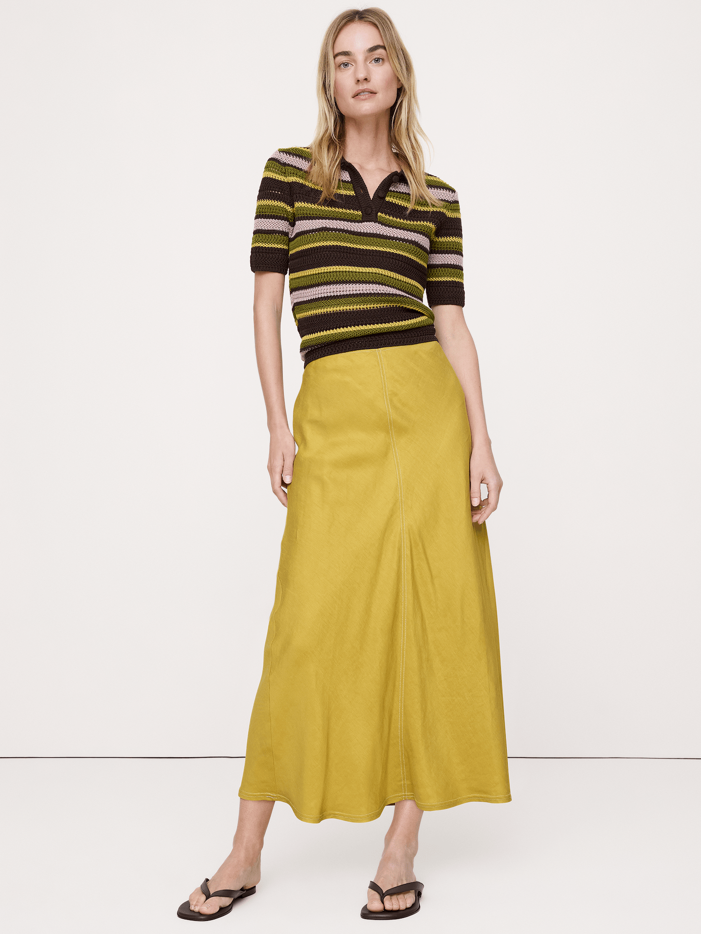 Image number 7 showing, Viscose-Linen Bias-Cut Maxi Skirt