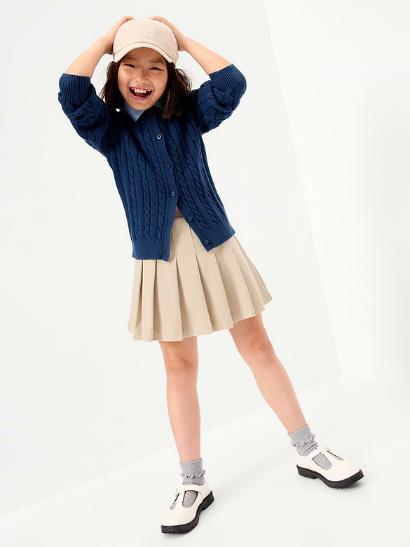 School Uniform Ponte-Knit Pleated Skort for Girls