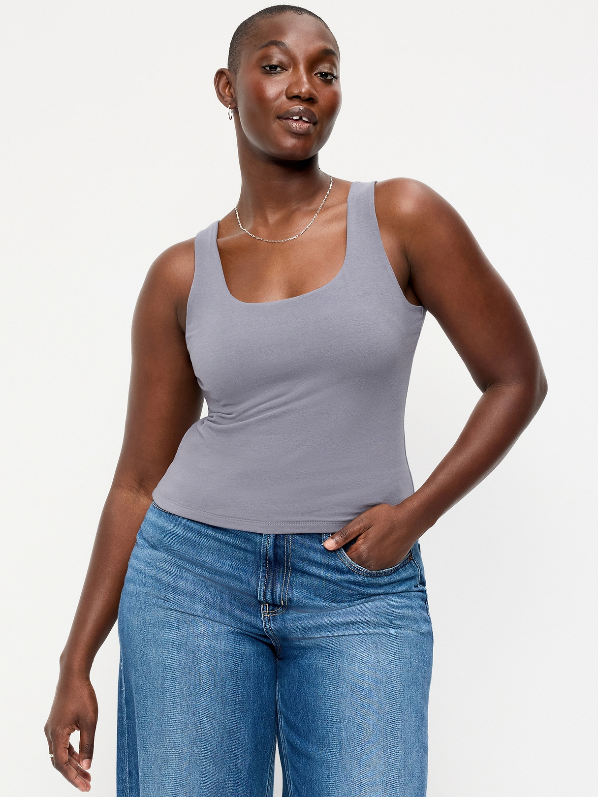 Hug Double-Layer Scoop-Neck Tank Top | Old Navy