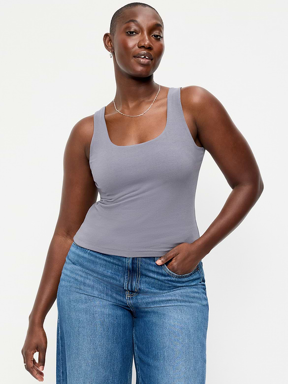 Hug Double-Layer Scoop-Neck Tank Top