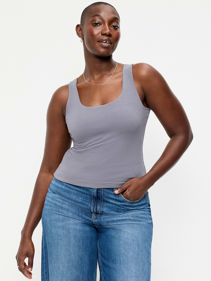 Image number 5 showing, Hug Double-Layer Scoop-Neck Tank Top