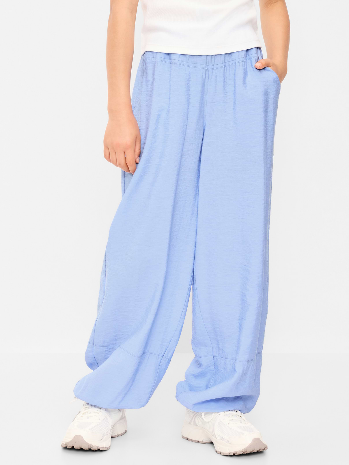 Image number 1 showing, High-Waisted Crinkled Harem Pants for Girls