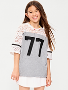 Image number 1 showing, Oversized Lace Football-Style T-Shirt for Girls