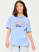 Image number 1 showing, Oversized Short-Sleeve Graphic Tunic T-Shirt for Girls