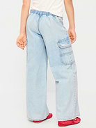 Image number 2 showing, Pull-On Low-Rise Super Baggy Wide-Leg Cargo Jeans for Girls