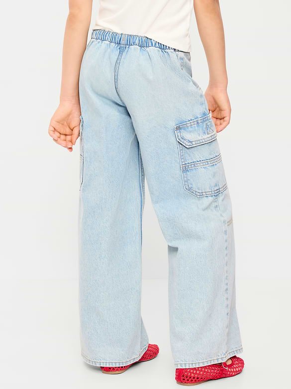 Cargo coupe très généreuse à jambe large à taille basse extensible pour fille