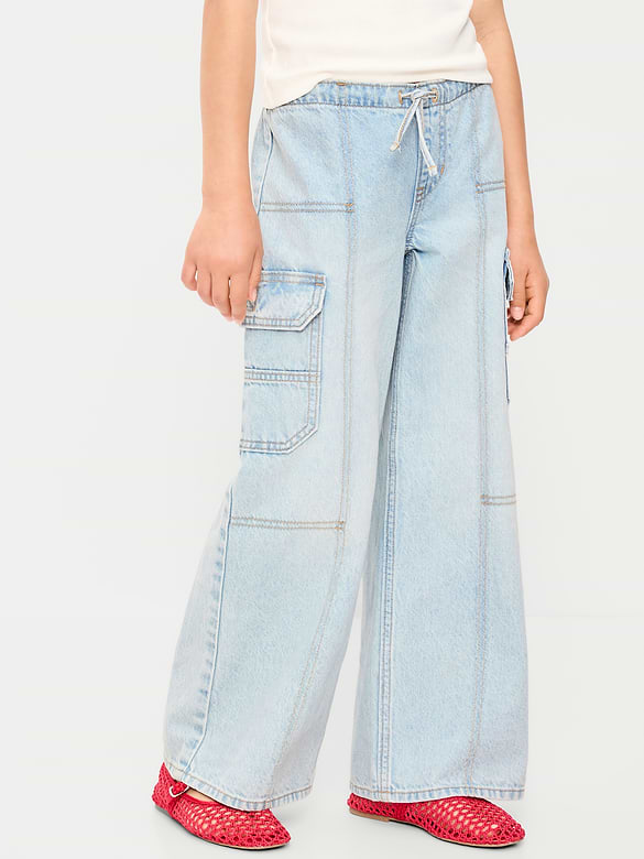 Cargo coupe très généreuse à jambe large à taille basse extensible pour fille