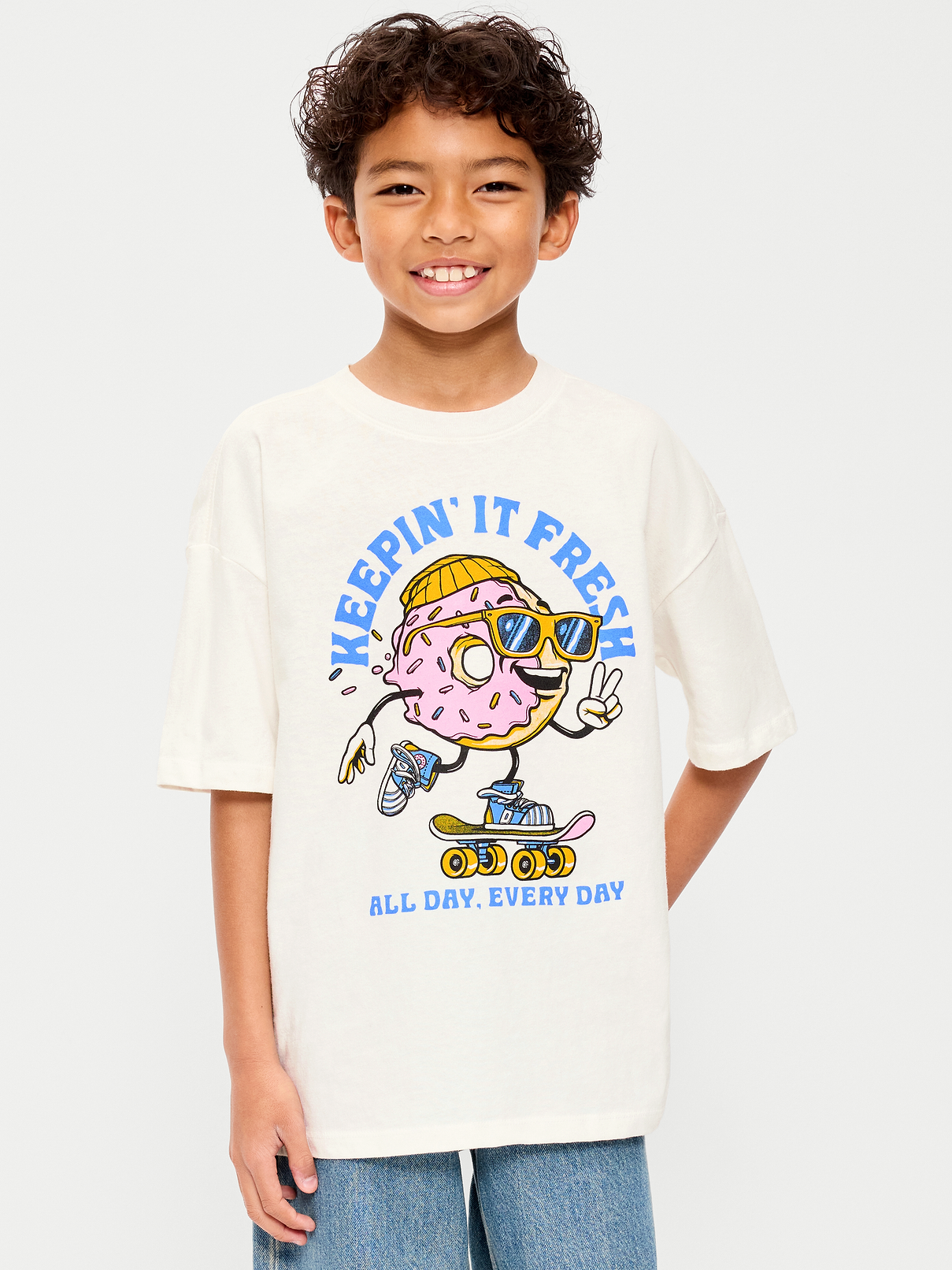 Image number 1 showing, Oversized Short-Sleeve Graphic T-Shirt for Boys